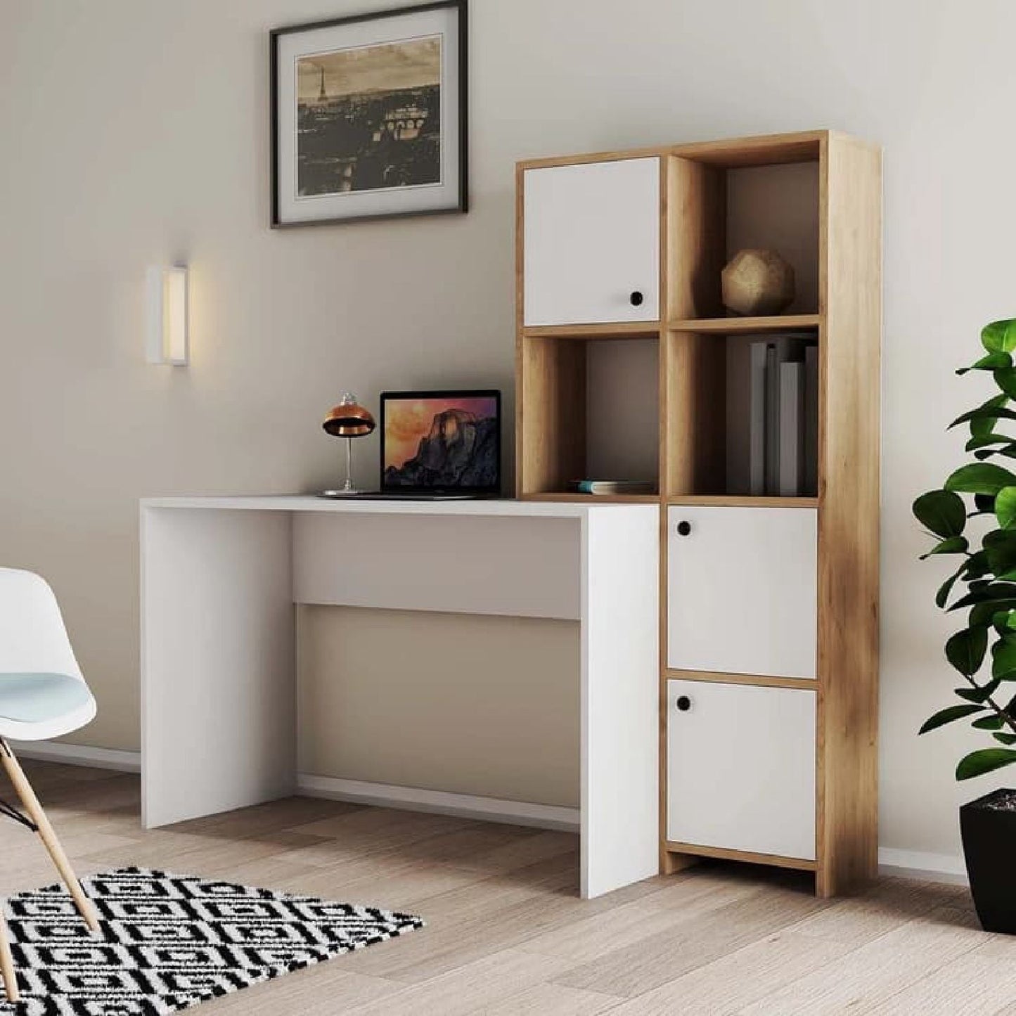 Desk - 150*150*50 cm - Wood & White - MA35