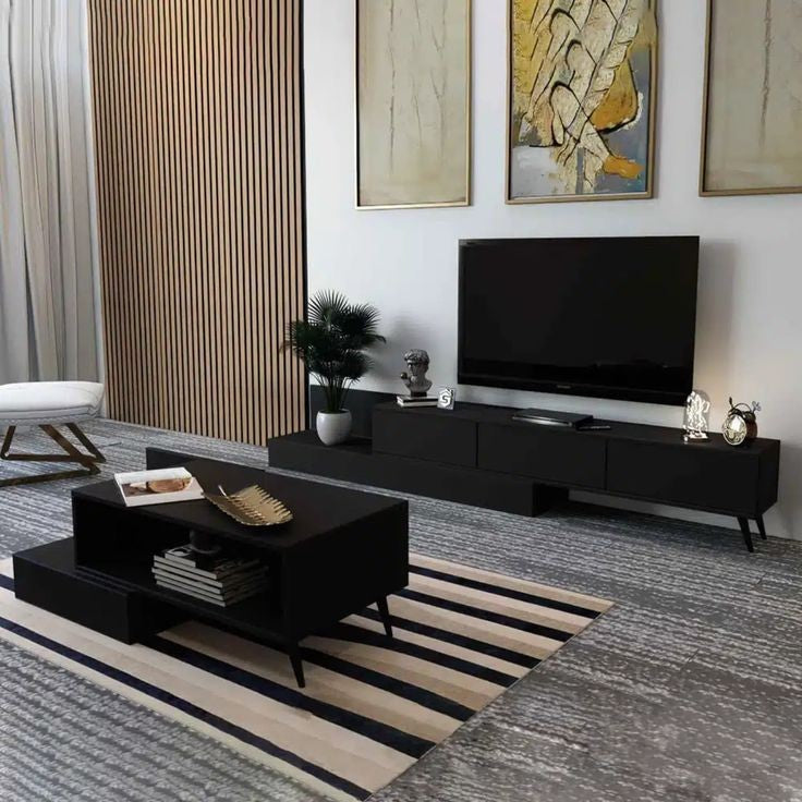 Table Set - 40 x 50 x 100 cm - Black - GLR4