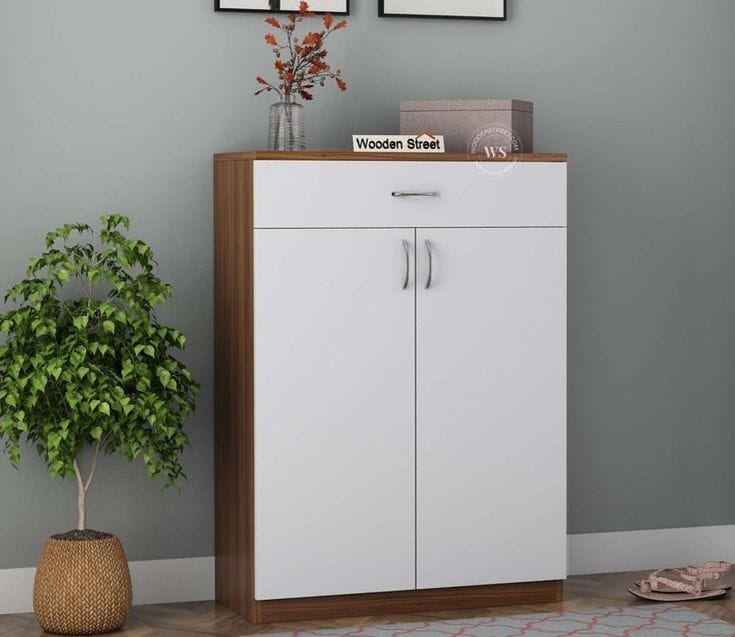 Shoe Rack - 110 x 80 x 40 cm - White & Wood - SC24