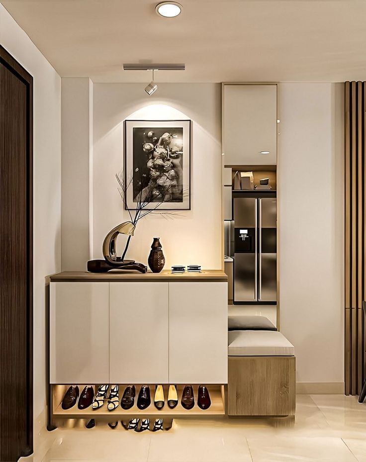 Shoe Rack - 120 x 100 x 40 cm - White & Wood - SC4