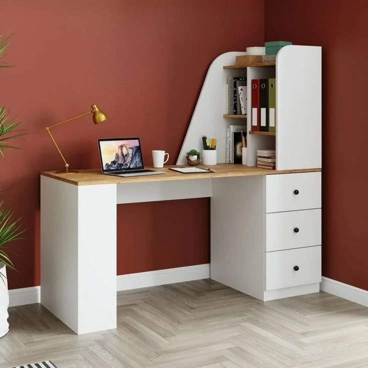 Desk - 160*140*50 cm - Wood & White - MA37