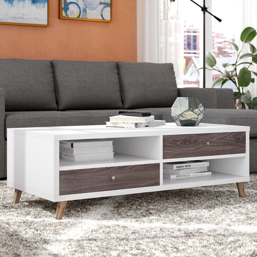 Coffee Table - 45 x 50 x 100 cm - Wood & White - CT34