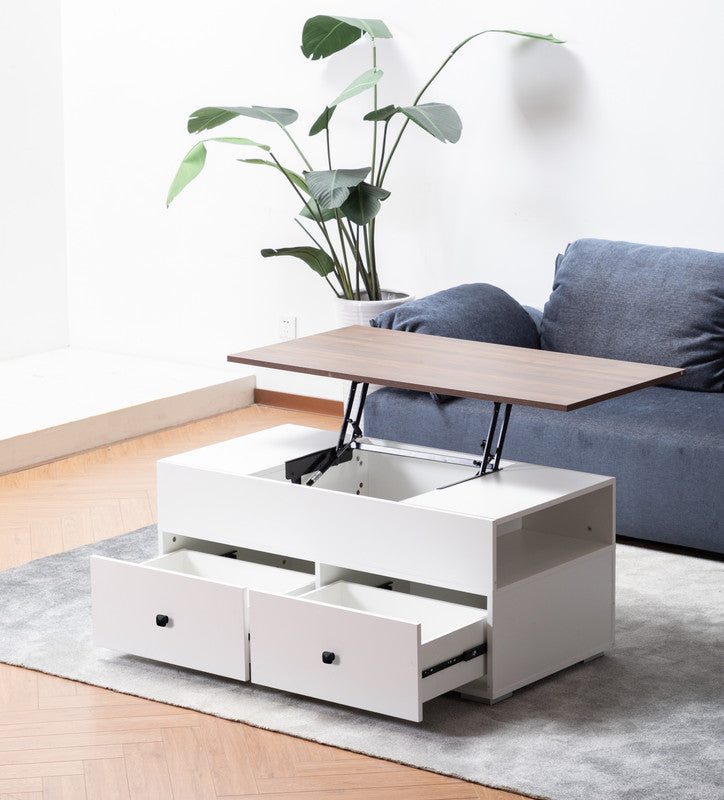 Coffee Table - 50 x 60 x 100 cm - Wood & White - CT38