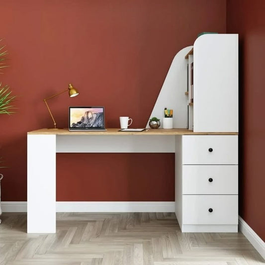 Desk - 160*140*50 cm - Wood & White - MA37
