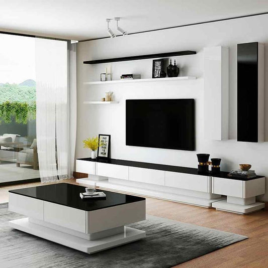 Table Set - 40 x 50 x 100 cm - White & Wood - GLR6