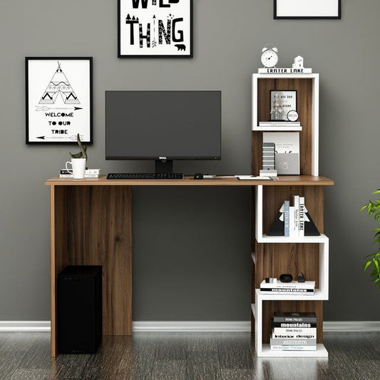 Desk - 80 x 120 x 50 cm - White & Wood - MA19
