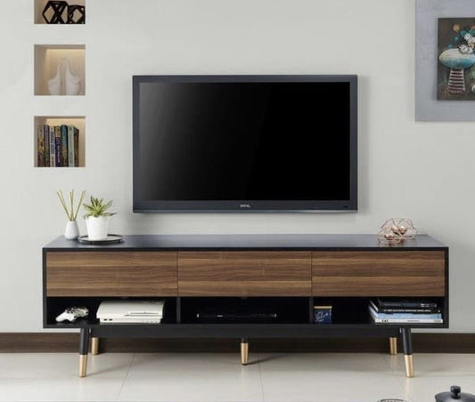 Tv Unit - 50 x 35 x 150 cm - Black & Wood - MT29