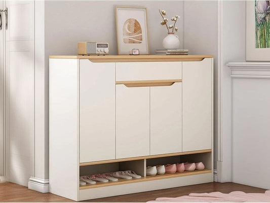 Shoe Rack - 110 x 140 x 40 cm - White & Wood - SC11