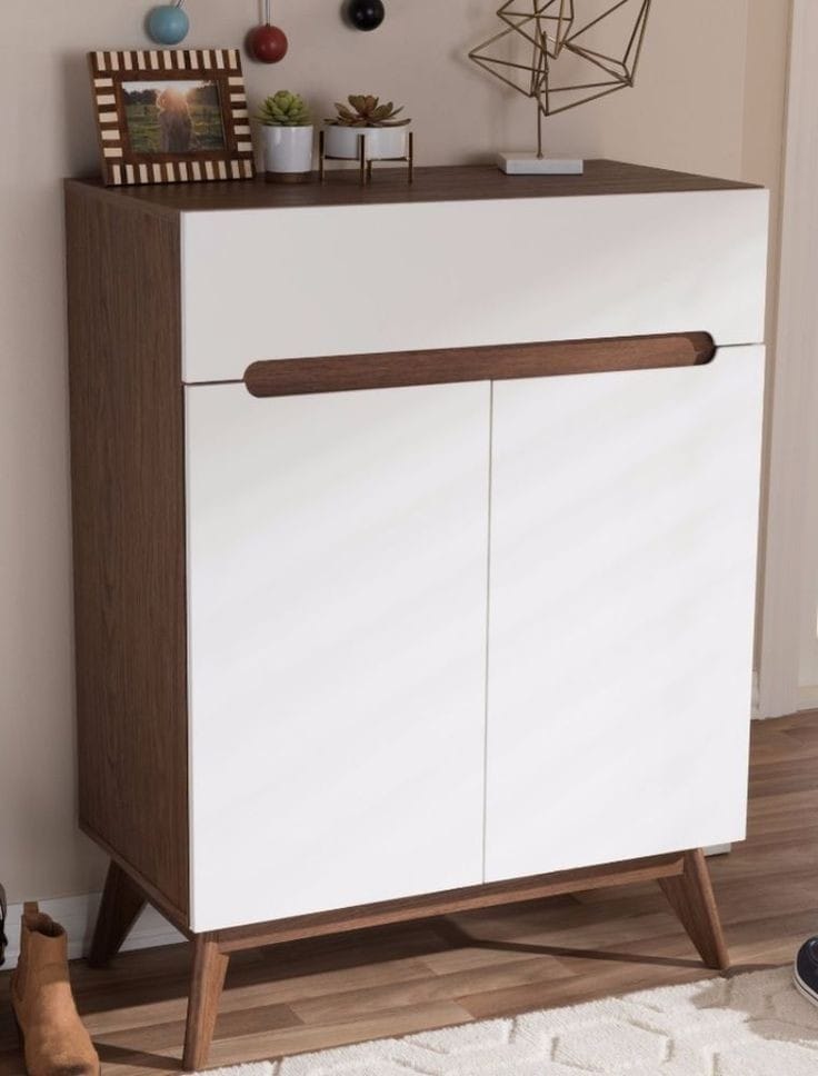 Shoe Rack - 100 x 80 x 40 cm - White & Wood - SC18