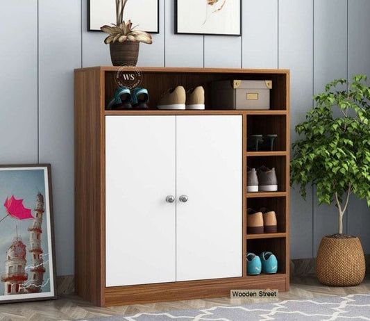 Shoe Rack - 110 x 90 x 40 cm - White & Wood - SC23