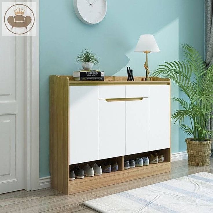 Shoe Rack - 110 x 140 x 40 cm - White & Wood - SC25