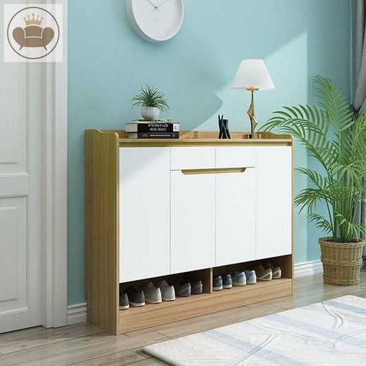 Shoe Rack - 110 x 140 x 40 cm - White & Wood - SC25