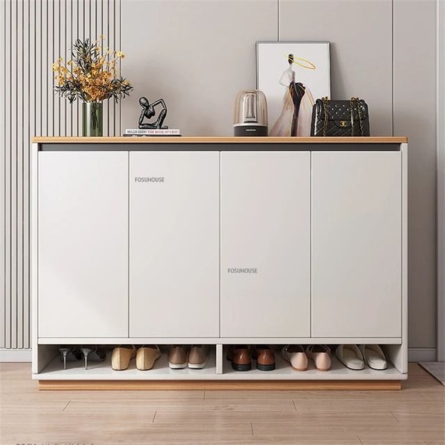 Shoe Rack - 100 x 140 x 40 cm - White & Wood - SC3