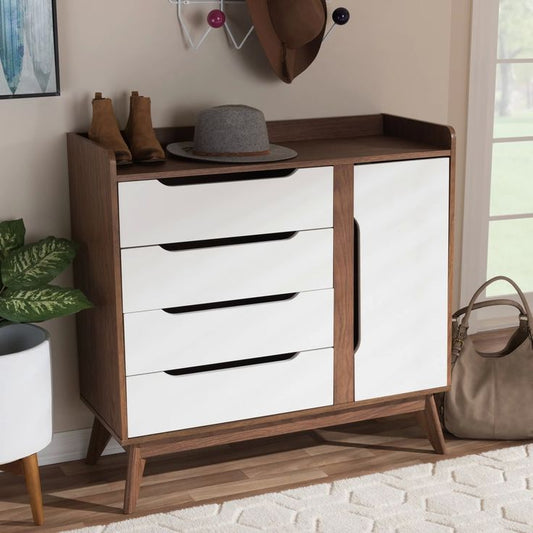 Shoe Rack - 100 x 100 x 40 cm - White & Wood - SC6