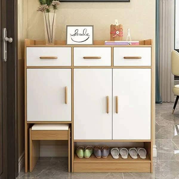 Shoe Rack - 120 x 110 x 40 cm - White & Wood - SC84