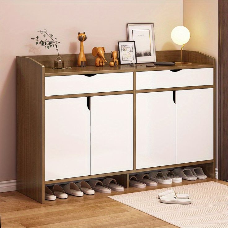 Shoe Rack - 110 x 140 x 40 cm - White & Wood - SC8