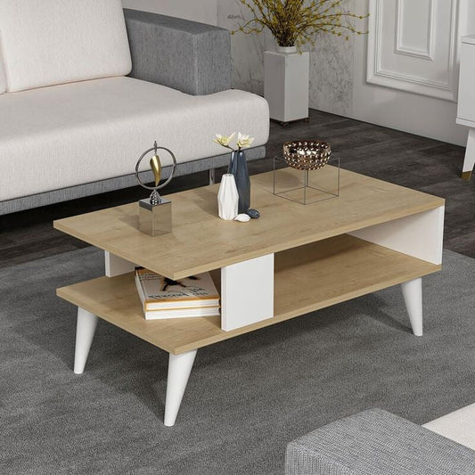 Coffee Table - 40 x 50 x 100 cm - Wood & White - CT55